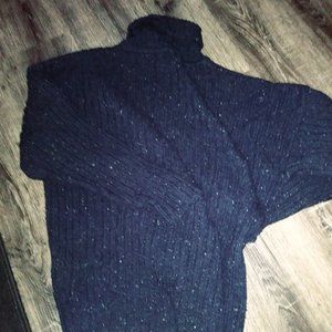 LADIES G.H. BASS & CO TURTLE NECK SWEATER BLACK with WHITE SPECKLES - XL